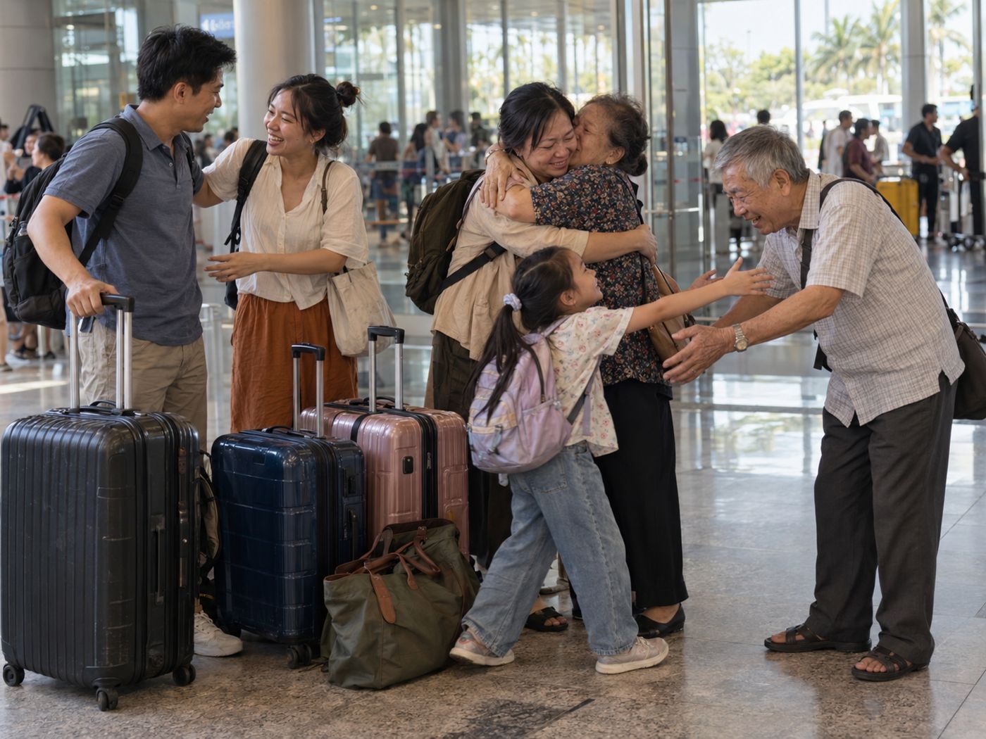 Ông bà đón cả nhà